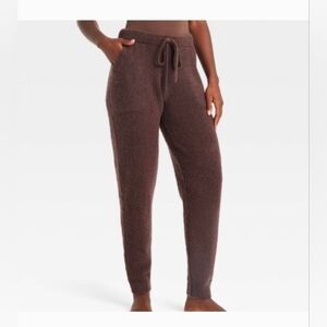 Auden Women's Sweater Knit Jogger Sleepwear Brown Size S